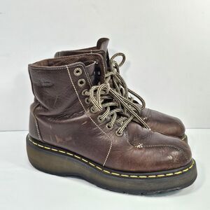 Vintage Dr Martens 3A55 Brown Leather Platform Boots Y2K Grunge Unisex M7 W8